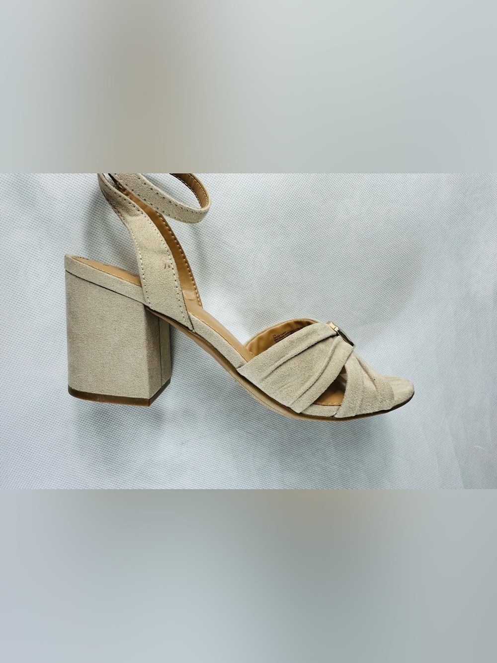 a new day Beige Knotted Ankle-Strap Heels with Decorative Button - Picture 5 of 8